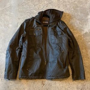 Guess Men’s Faux Leather Jacket with sweatshirt
